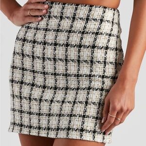Chic Plaid Tweed Skirt